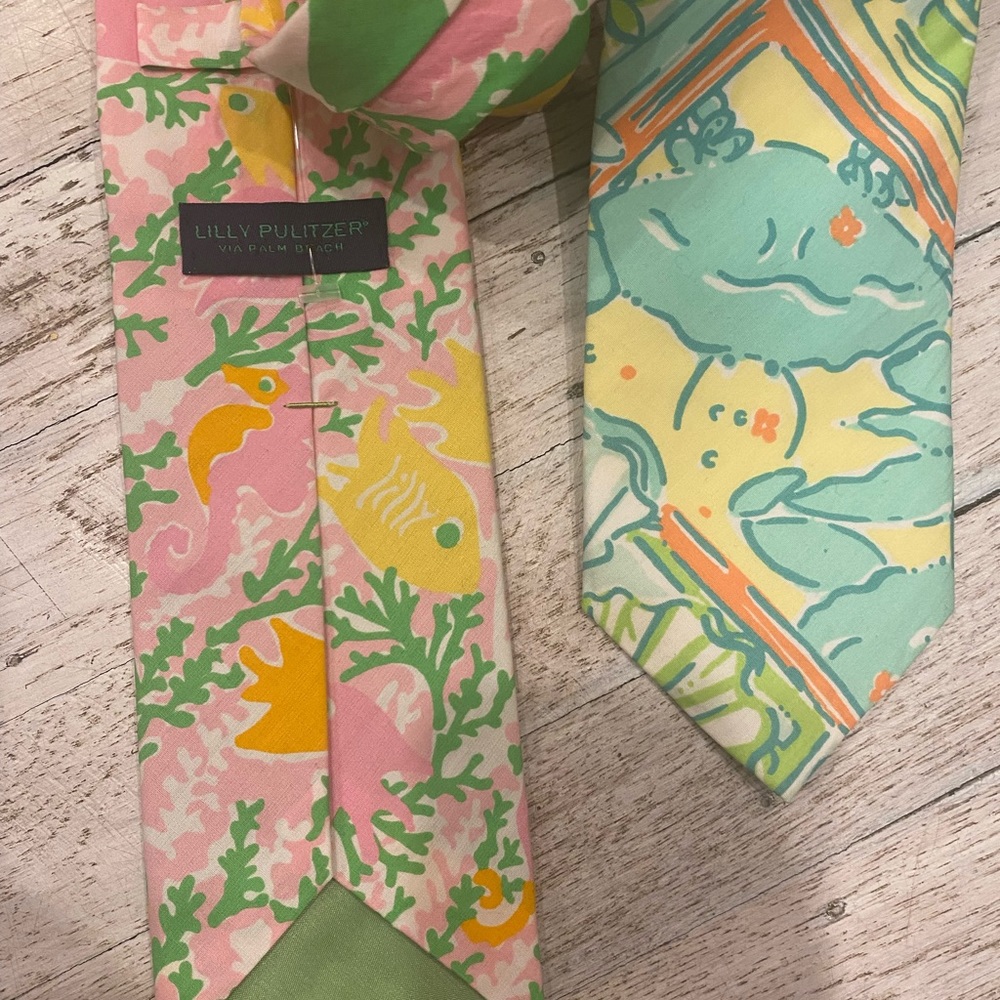 Lilly Pulitzer UNISEX SPRING floral print ties handmade via palm beach ATTIRE - Picture 4 of 16